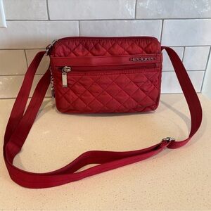 Hedgren Quilted Bull Red Cross Body Shoulder Purse Adjustable Strap